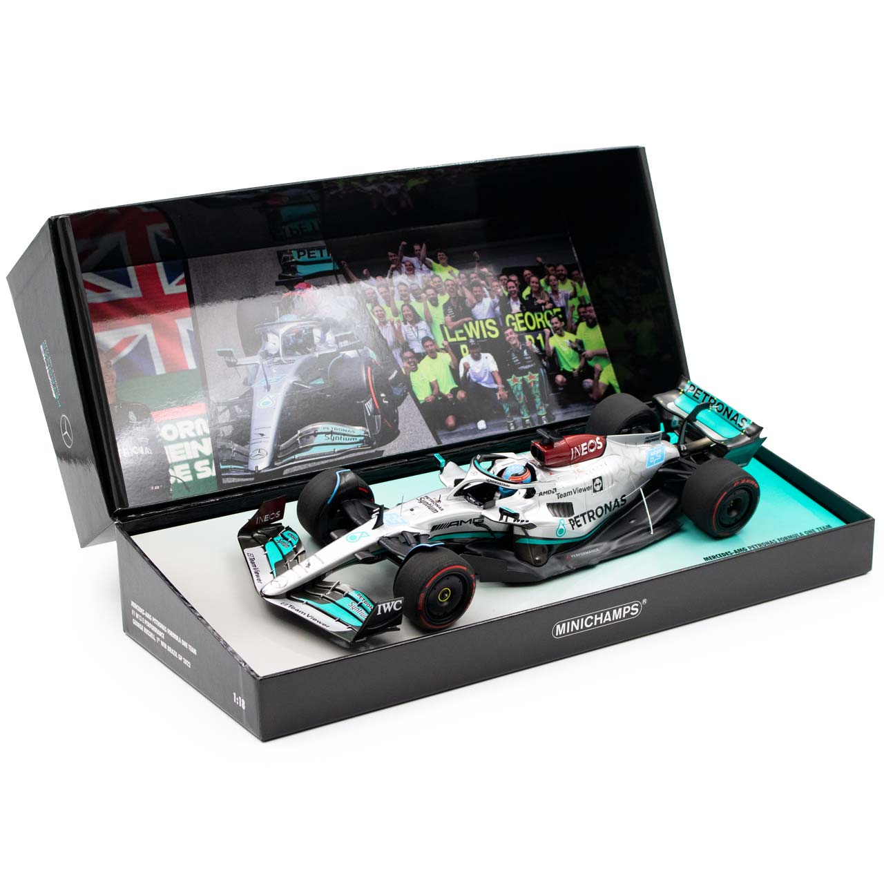 George Russell Mercedes AMG Petronas W13 Fórmula 1 Ganador GP de Brasil 2022 Edición Limitada 1:18