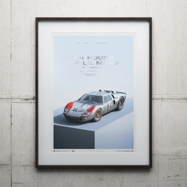 Poster Ford GT40 - P/1015 - 24h Le Mans - 1966